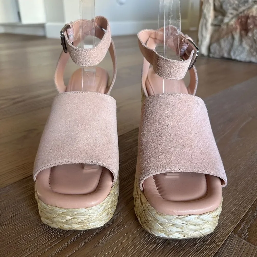 MARC FISHER LTD Nelly Ankle Strap Wedge Sandal Light Pink 681 Platform Size 9